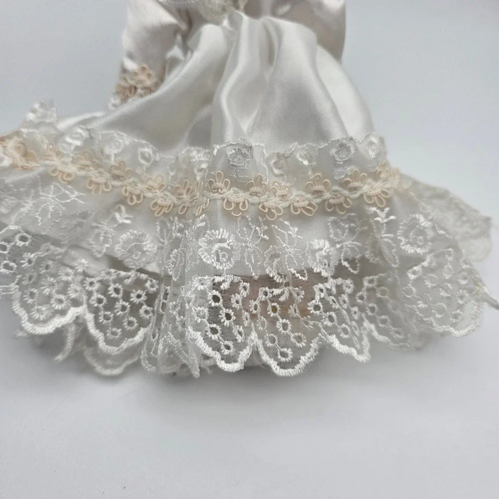 Porcelain Bride Doll 12 in‎ White Satin Lace Dress Vintage Collectible Wedding